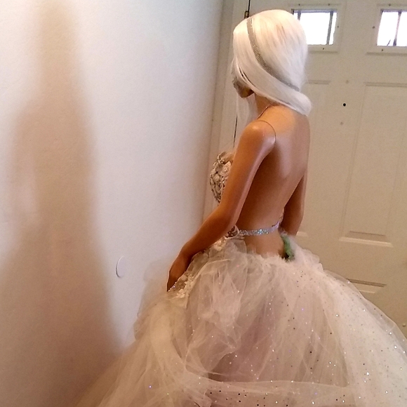 SAMPLE GOWN SET ONLY - "CECILIA" Ivory & Pastel Wedding Ballgown Set - Picture 7 of 14